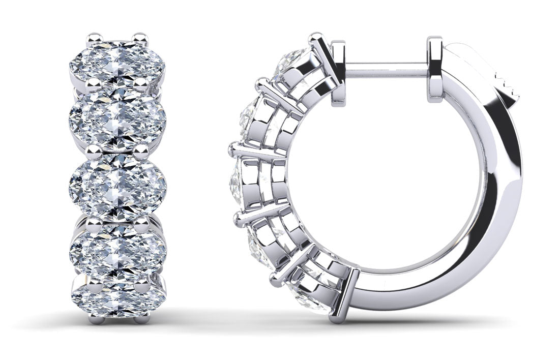 10 Stone Oval Hoop Earrings- Lab Diamonds - 2.00ct to 10.00ct Total Weight - Lab or Natural Diamond Earrings