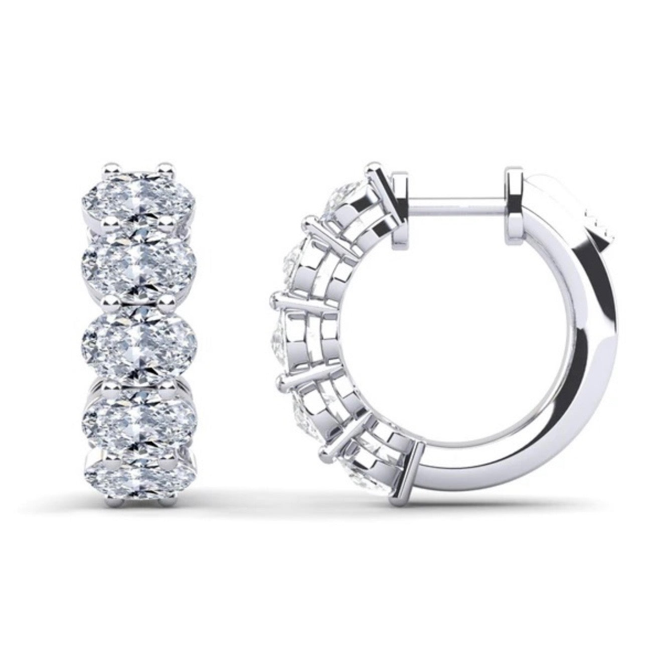 10 Stone Oval Hoop Earrings- Lab Diamonds - 2.00ct to 10.00ct Total Weight - Lab or Natural Diamond Earrings