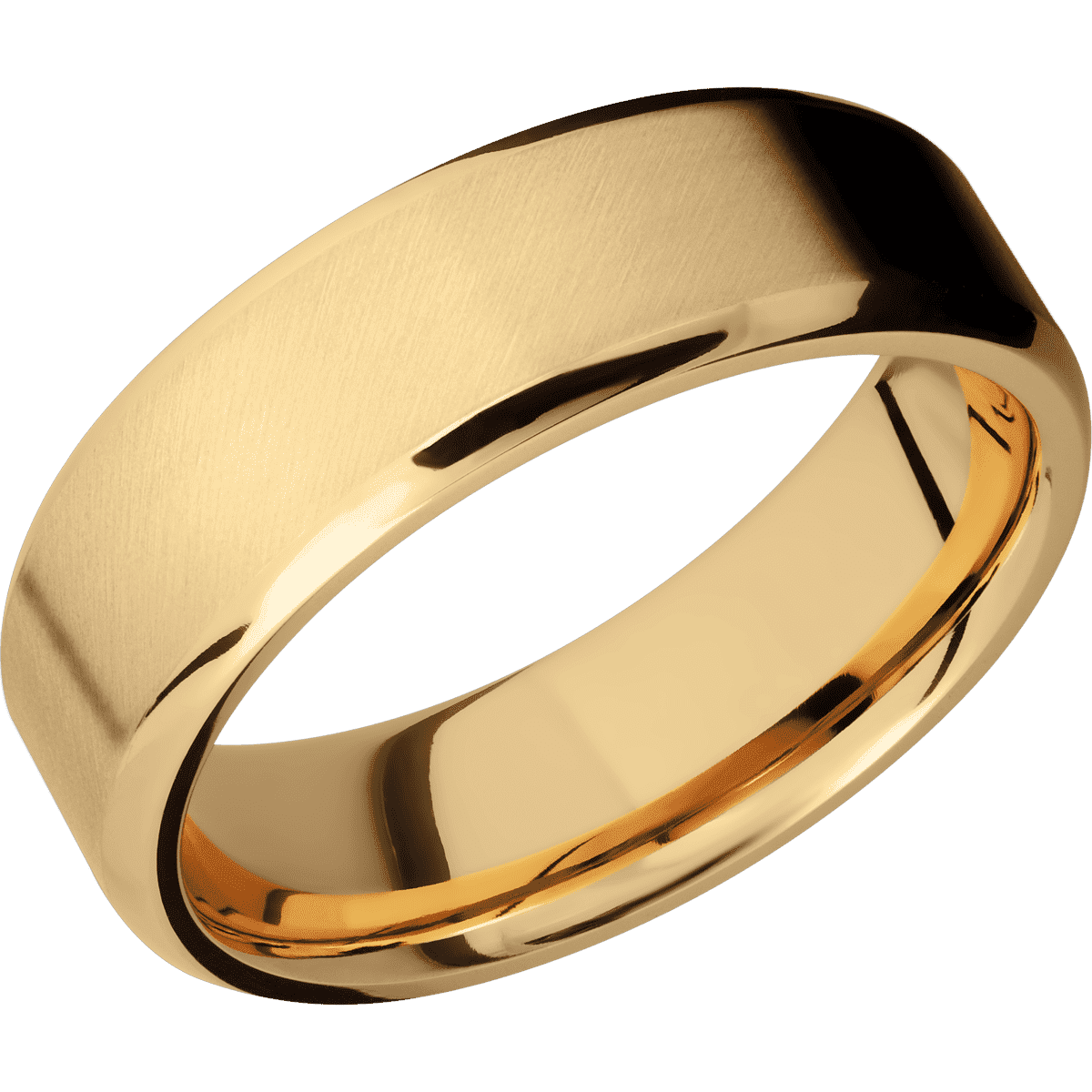 10K Yellow Gold + Anglesatin Polish Finish - 7 mm wide Beveled 10K Yellow Gold band. - Custom