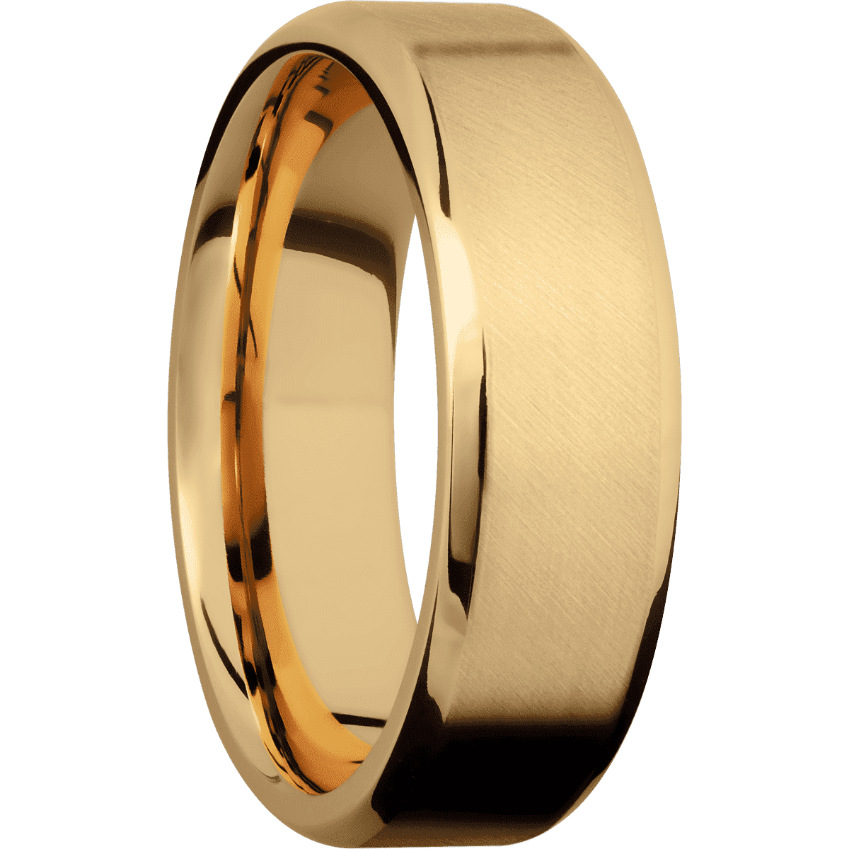 10K Yellow Gold + Anglesatin Polish Finish - 7 mm wide Beveled 10K Yellow Gold band. - Custom