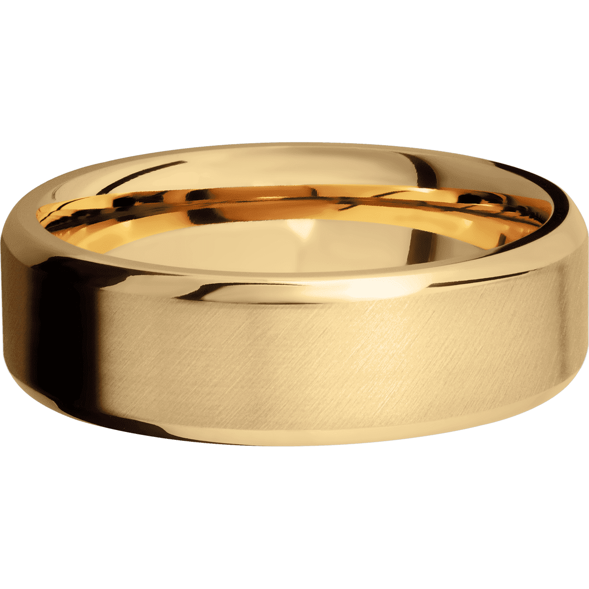 10K Yellow Gold + Anglesatin Polish Finish - 7 mm wide Beveled 10K Yellow Gold band. - Custom