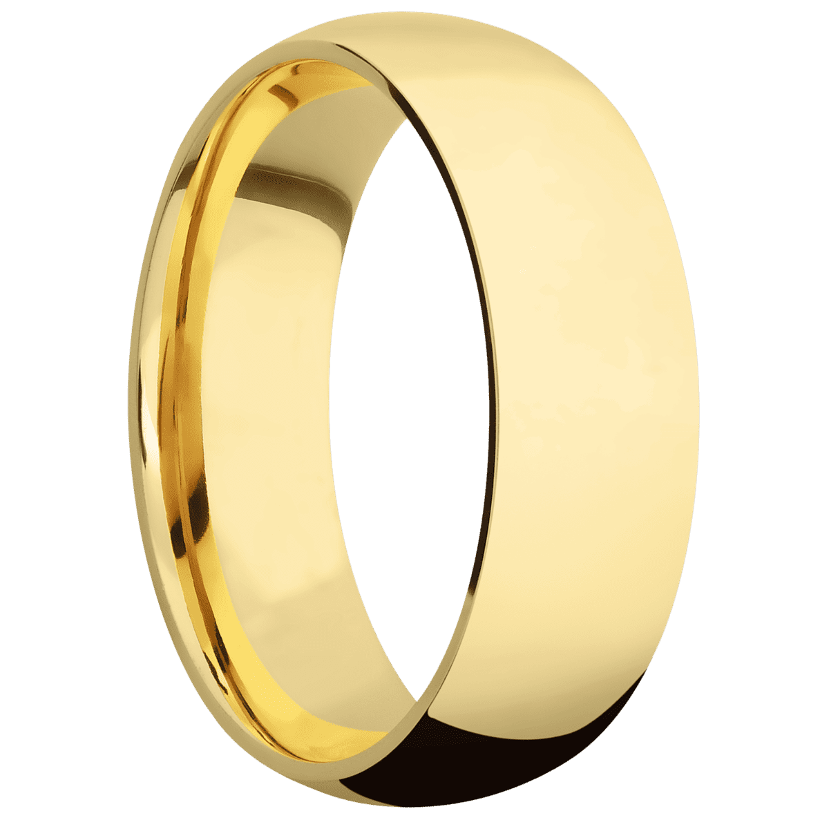10K Yellow Gold + Polish Finish - 7 mm wide Domed 10K Yellow Gold band. - Custom