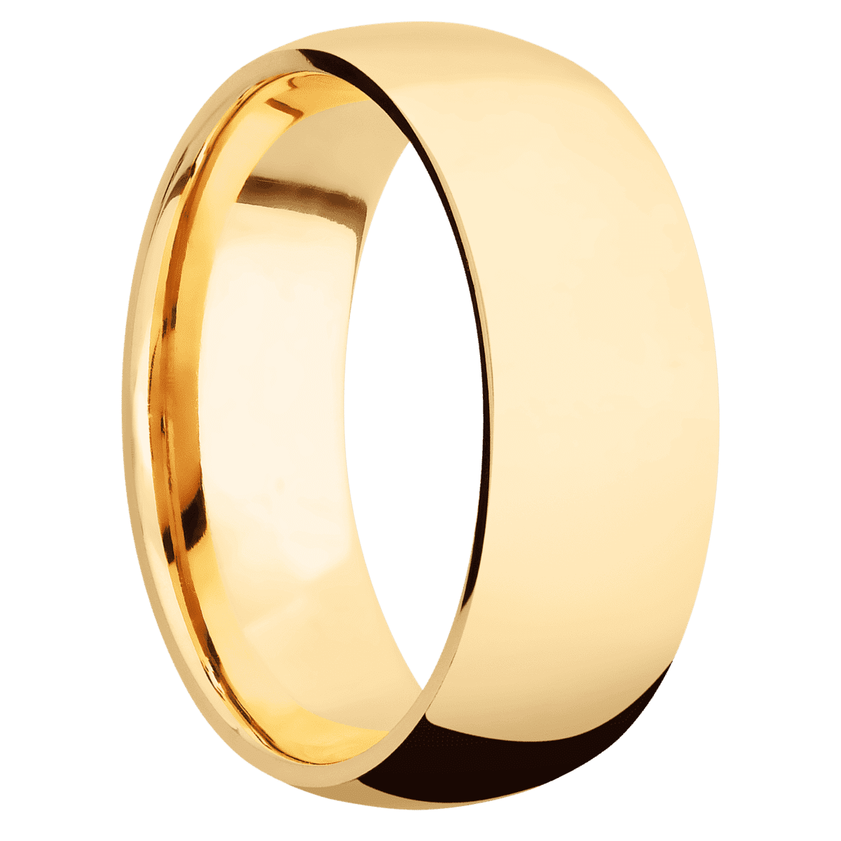 10K Yellow Gold + Polish Finish - 8 mm wide Domed 10K Yellow Gold band. - Custom