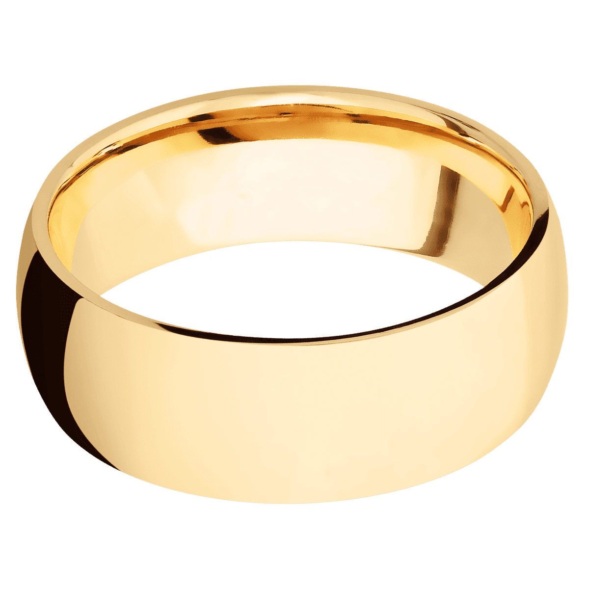 10K Yellow Gold + Polish Finish - 8 mm wide Domed 10K Yellow Gold band. - Custom