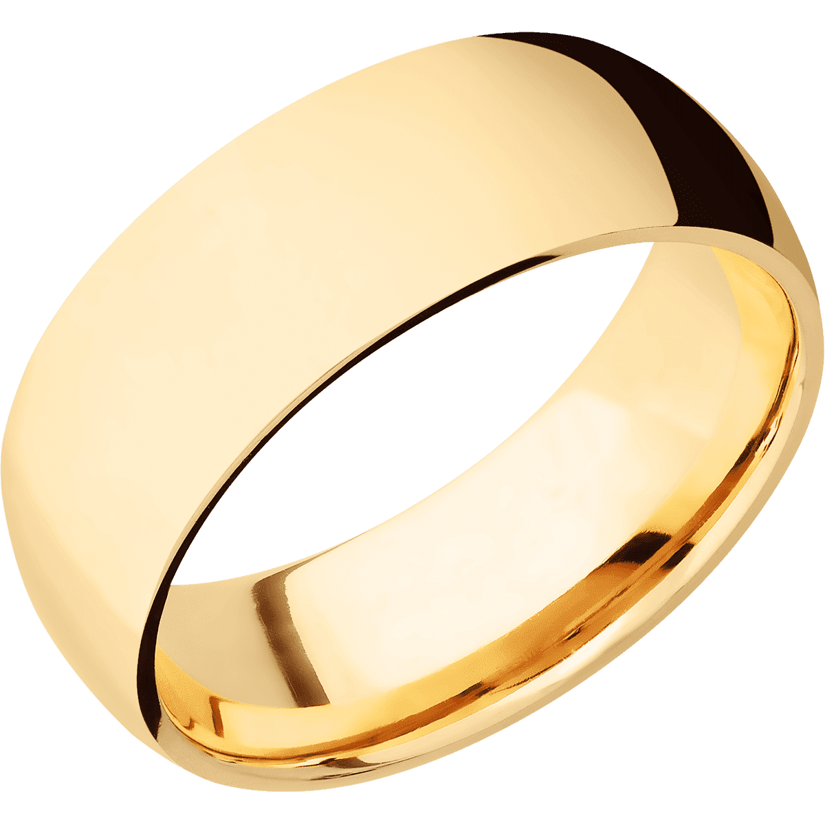 10K Yellow Gold + Polish Finish - 8 mm wide Domed 10K Yellow Gold band. - Custom