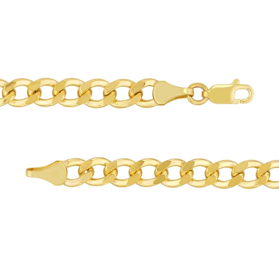10KT Yellow Gold - 5.70MM Hollow Cuban Chain - Choice of 20’’ 22’’ or 24’’ - Men’s Gold Chains