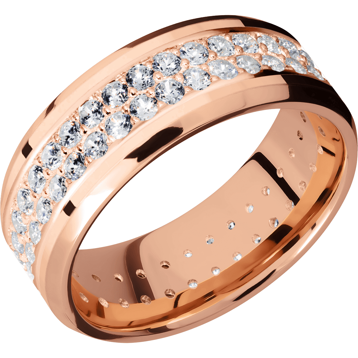 14K Rose Gold + Polish Polish Finish - 14KR8BLABDIA(ST)2ROWETERNITY.03BEAD - Custom