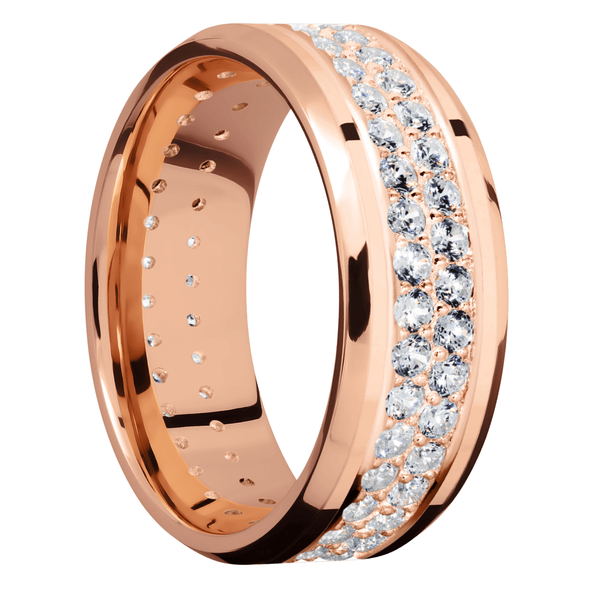 14K Rose Gold + Polish Polish Finish - 14KR8BLABDIA(ST)2ROWETERNITY.03BEAD - Custom