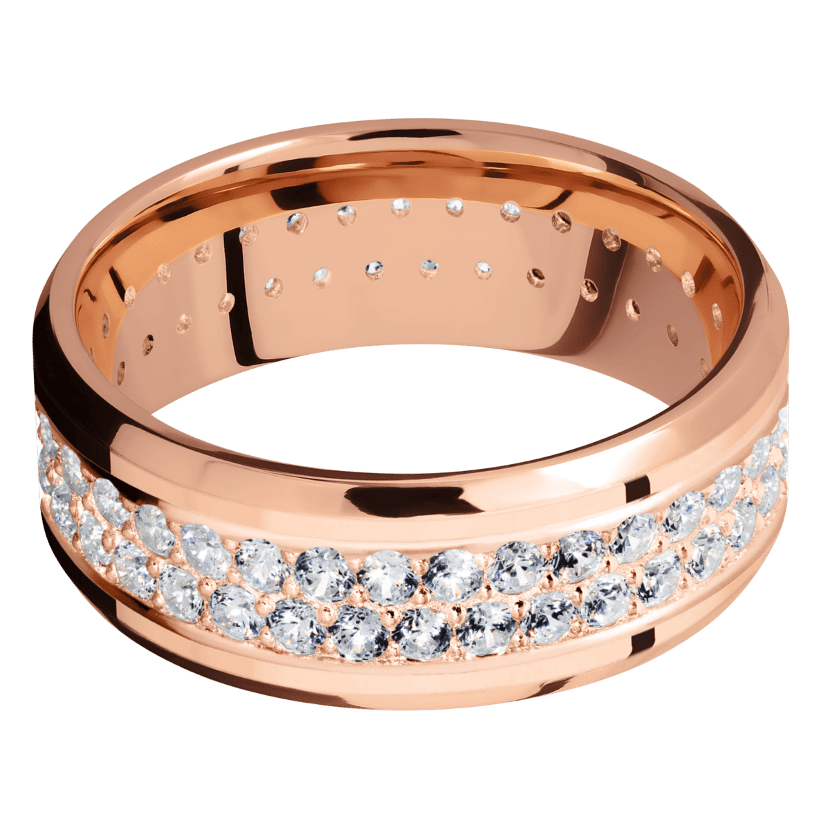14K Rose Gold + Polish Polish Finish - 14KR8BLABDIA(ST)2ROWETERNITY.03BEAD - Custom