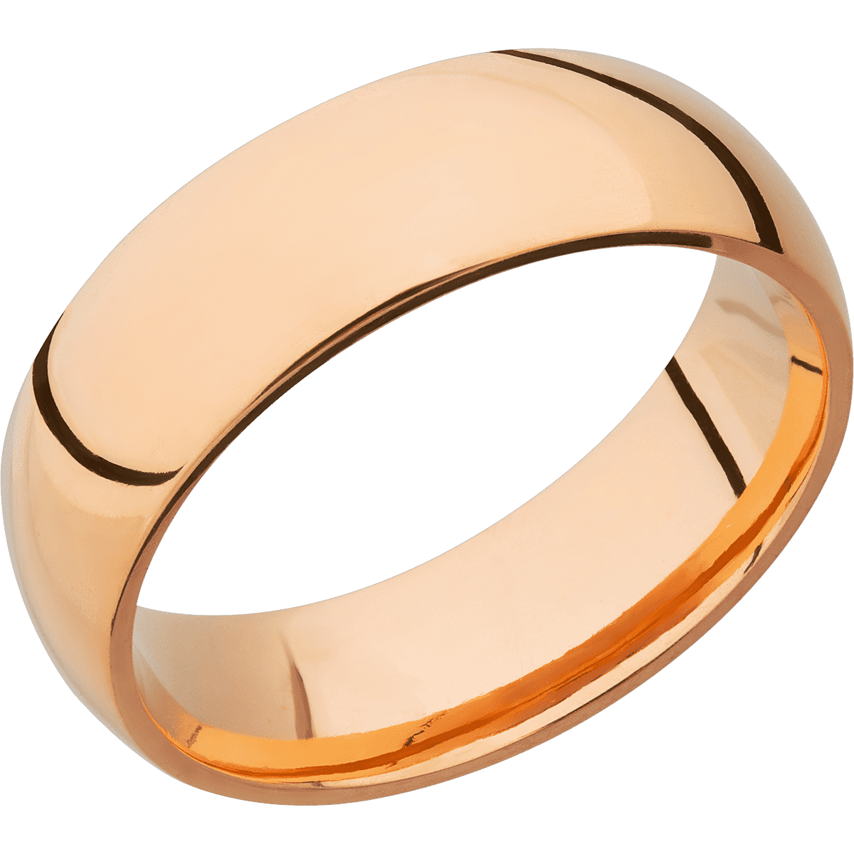 14K Rose Gold + Polish Finish - 7 mm wide Domed 14K Rose Gold band. - Custom