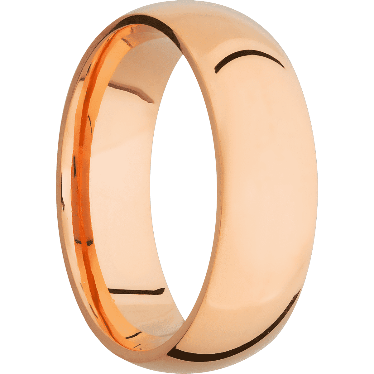 14K Rose Gold + Polish Finish - 7 mm wide Domed 14K Rose Gold band. - Custom