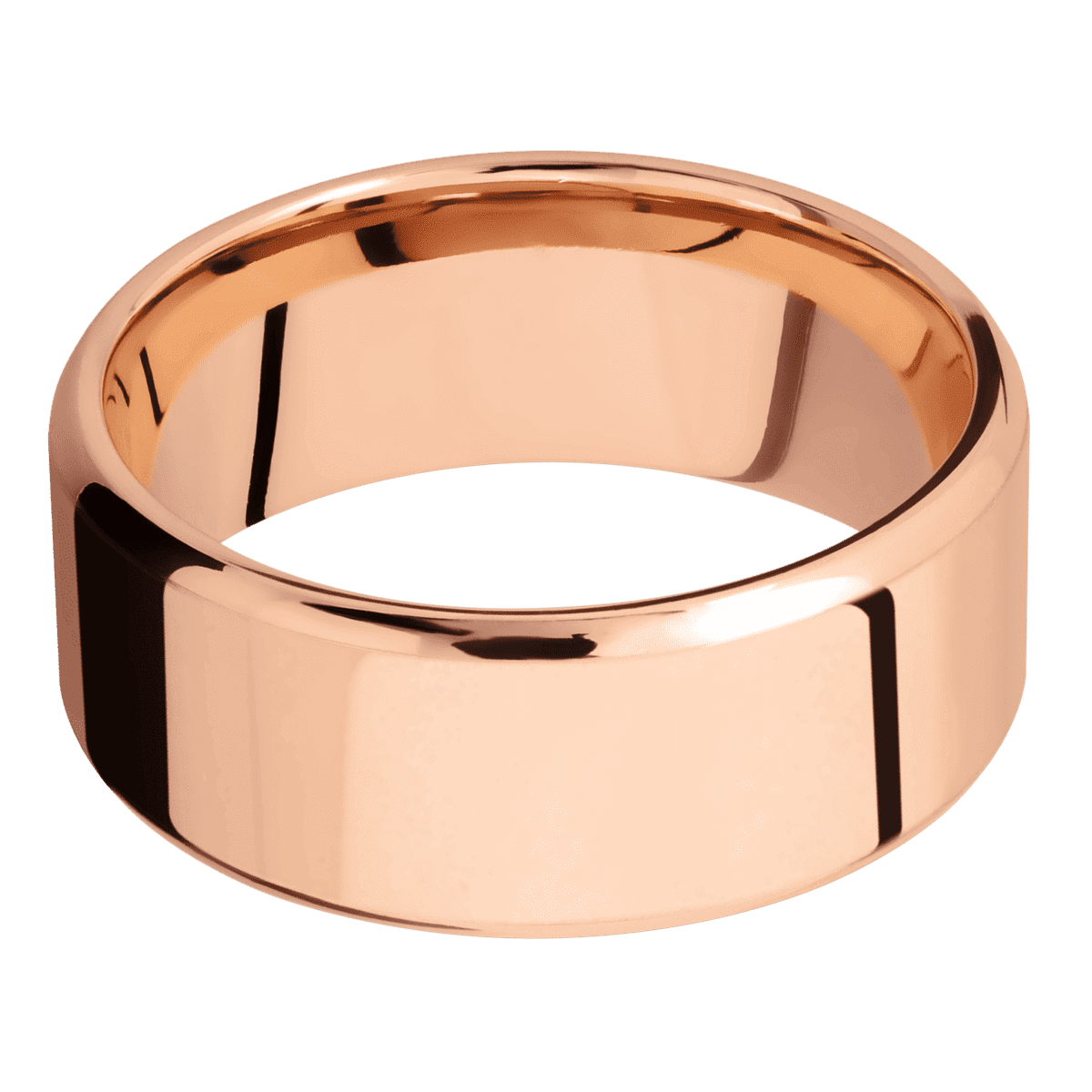 14K Rose Gold + Polish Polish Finish - 9 mm wide Beveled 14K Rose Gold band. - Custom