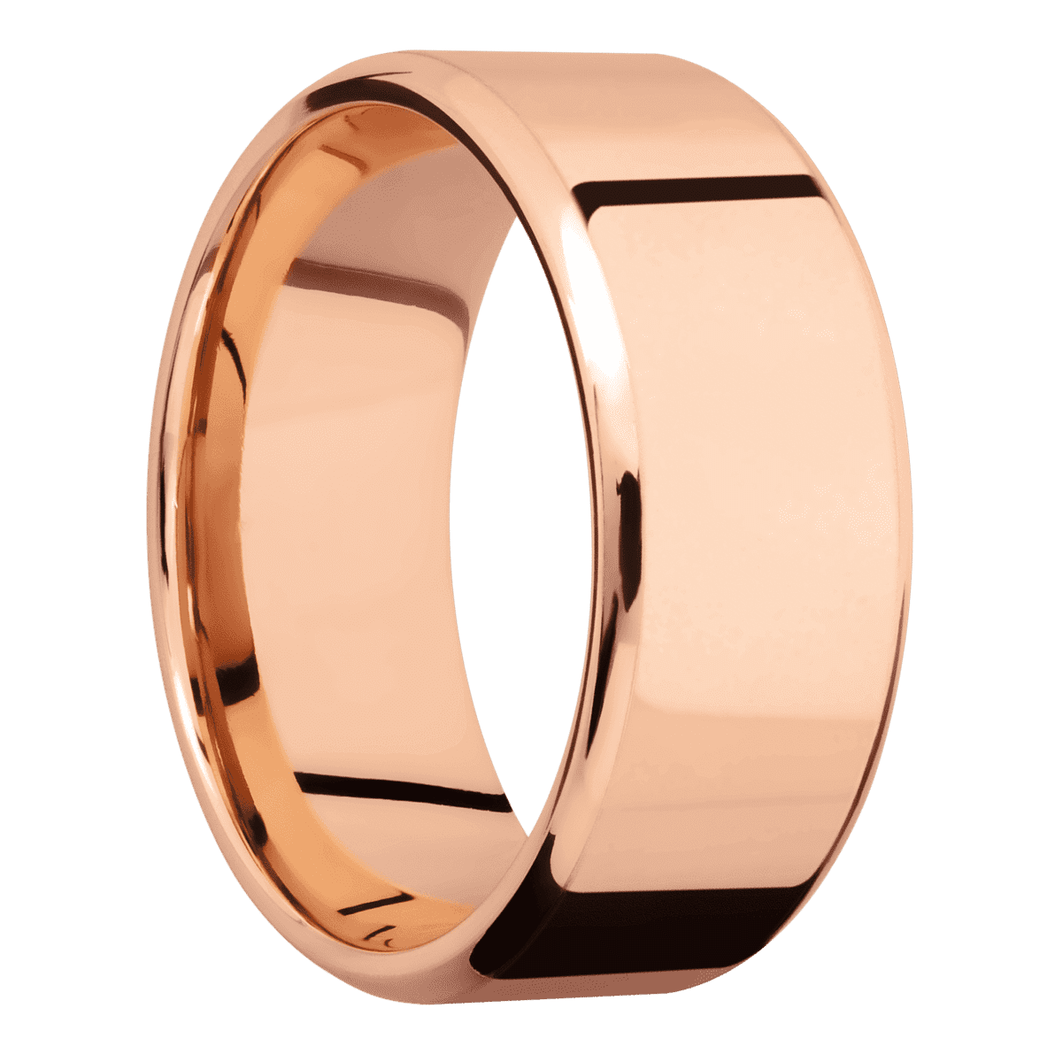 14K Rose Gold + Polish Polish Finish - 9 mm wide Beveled 14K Rose Gold band. - Custom