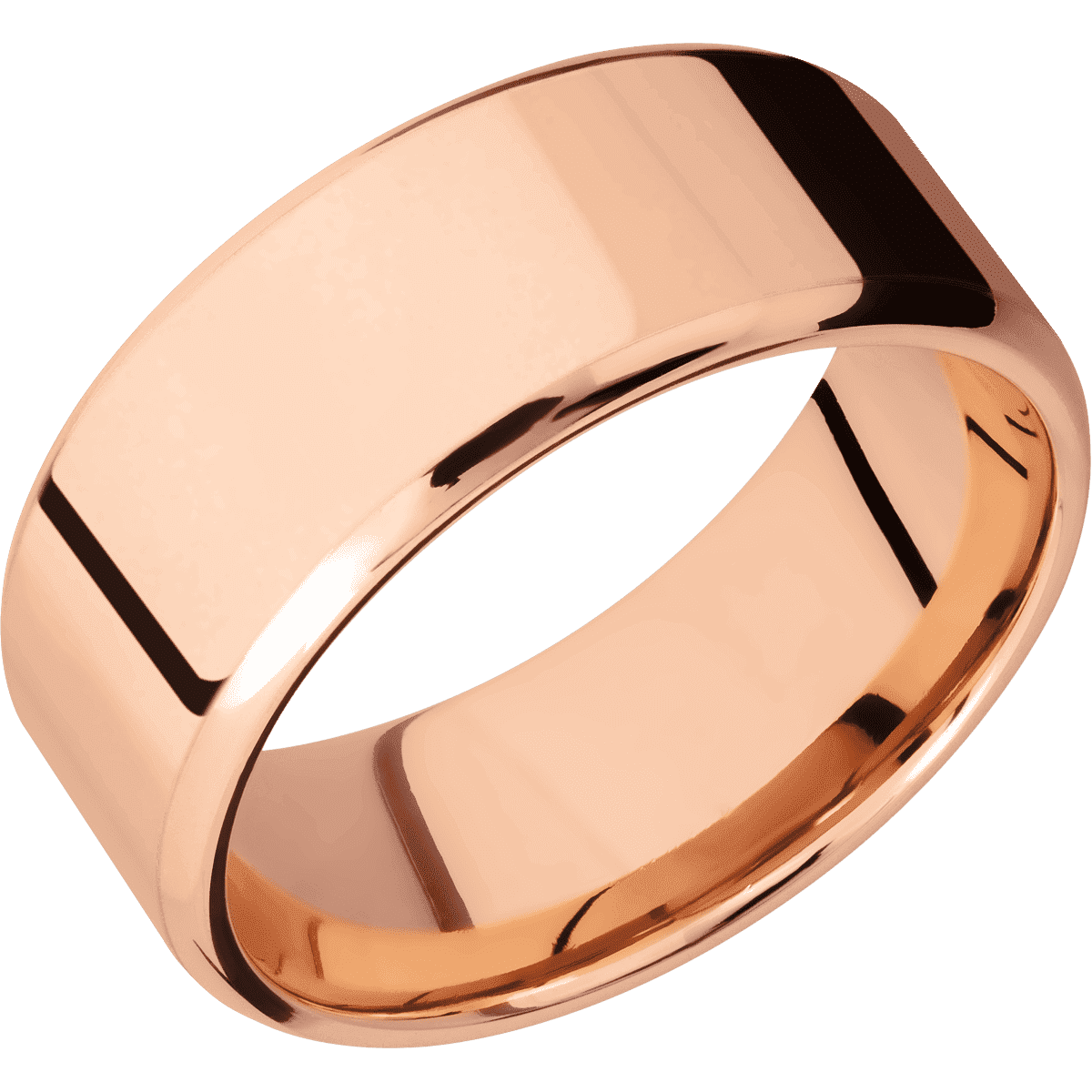 14K Rose Gold + Polish Polish Finish - 9 mm wide Beveled 14K Rose Gold band. - Custom