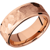 14K Rose Gold + Rock Polish Finish - 8 mm wide Flat Grooved Edges 14K Rose Gold band. - Custom