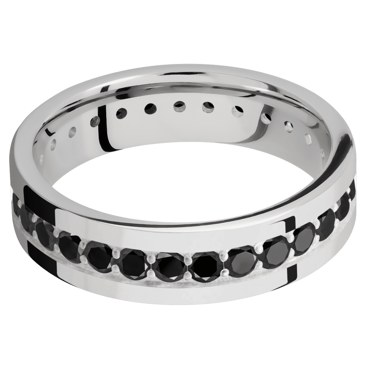 14K White Gold + Polish Finish - 14KW6FETERNITYBLKDIA.05BEAD-P - Custom