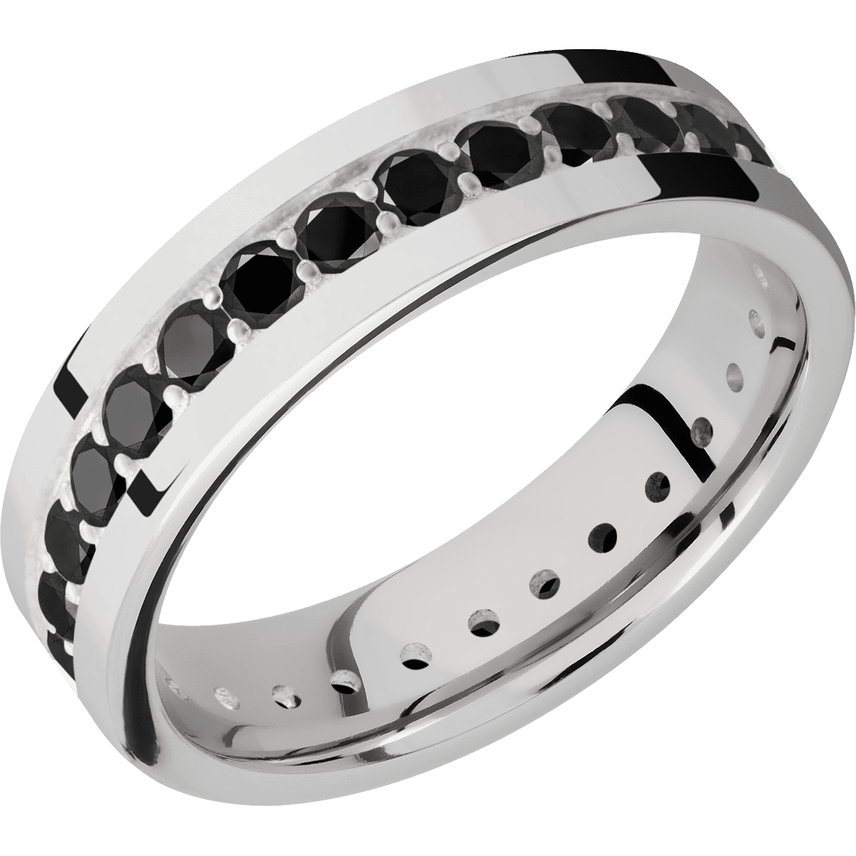 14K White Gold + Polish Finish - 14KW6FETERNITYBLKDIA.05BEAD-P - Custom