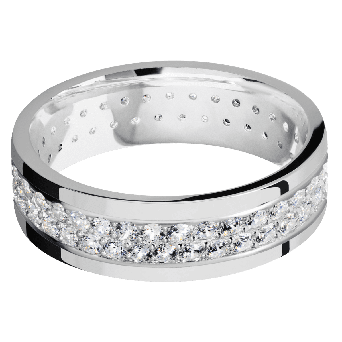14K White Gold + Polish Finish - 14KW7FDIA(ST)2ROWETERNITY.03BEAD-P - Custom