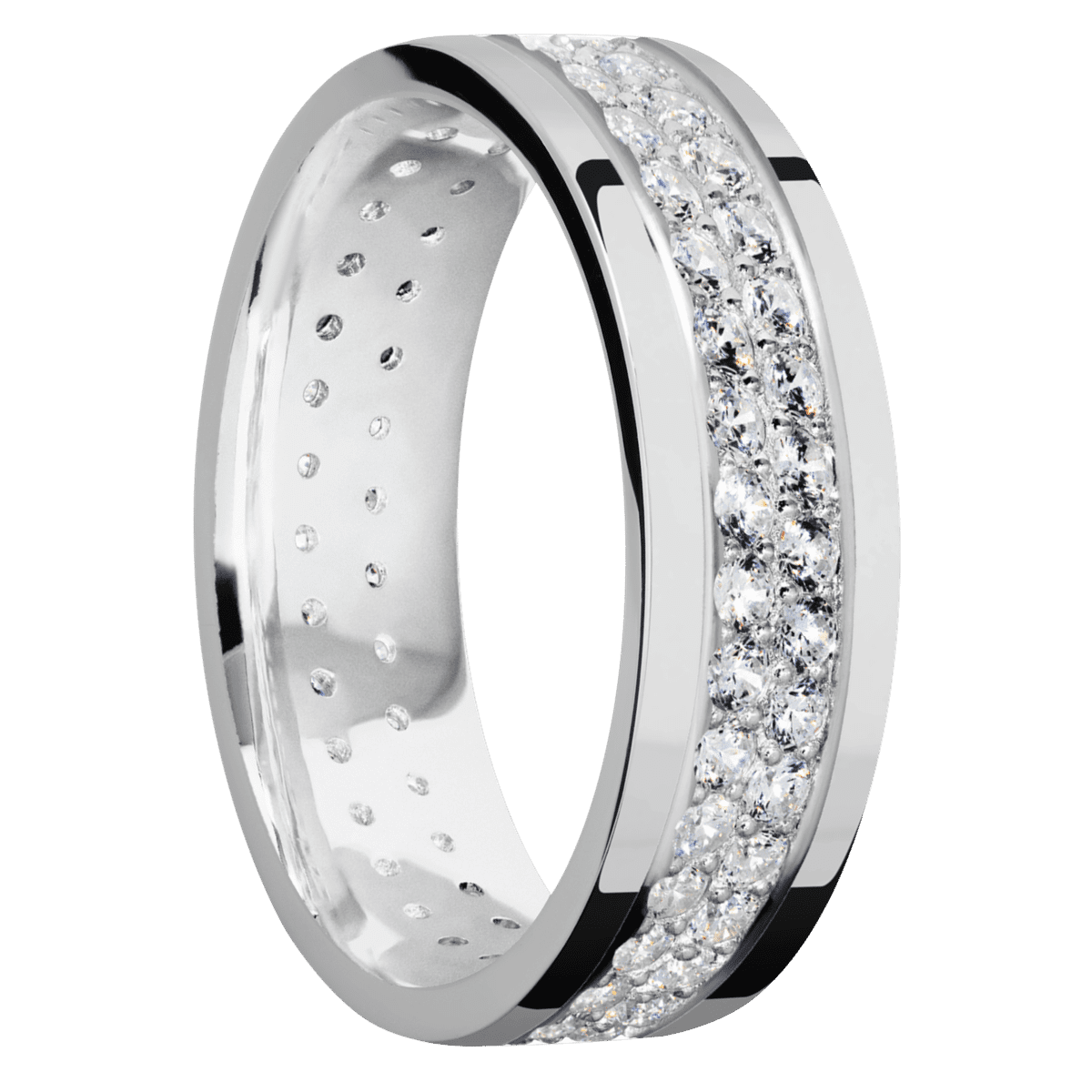 14K White Gold + Polish Finish - 14KW7FDIA(ST)2ROWETERNITY.03BEAD-P - Custom