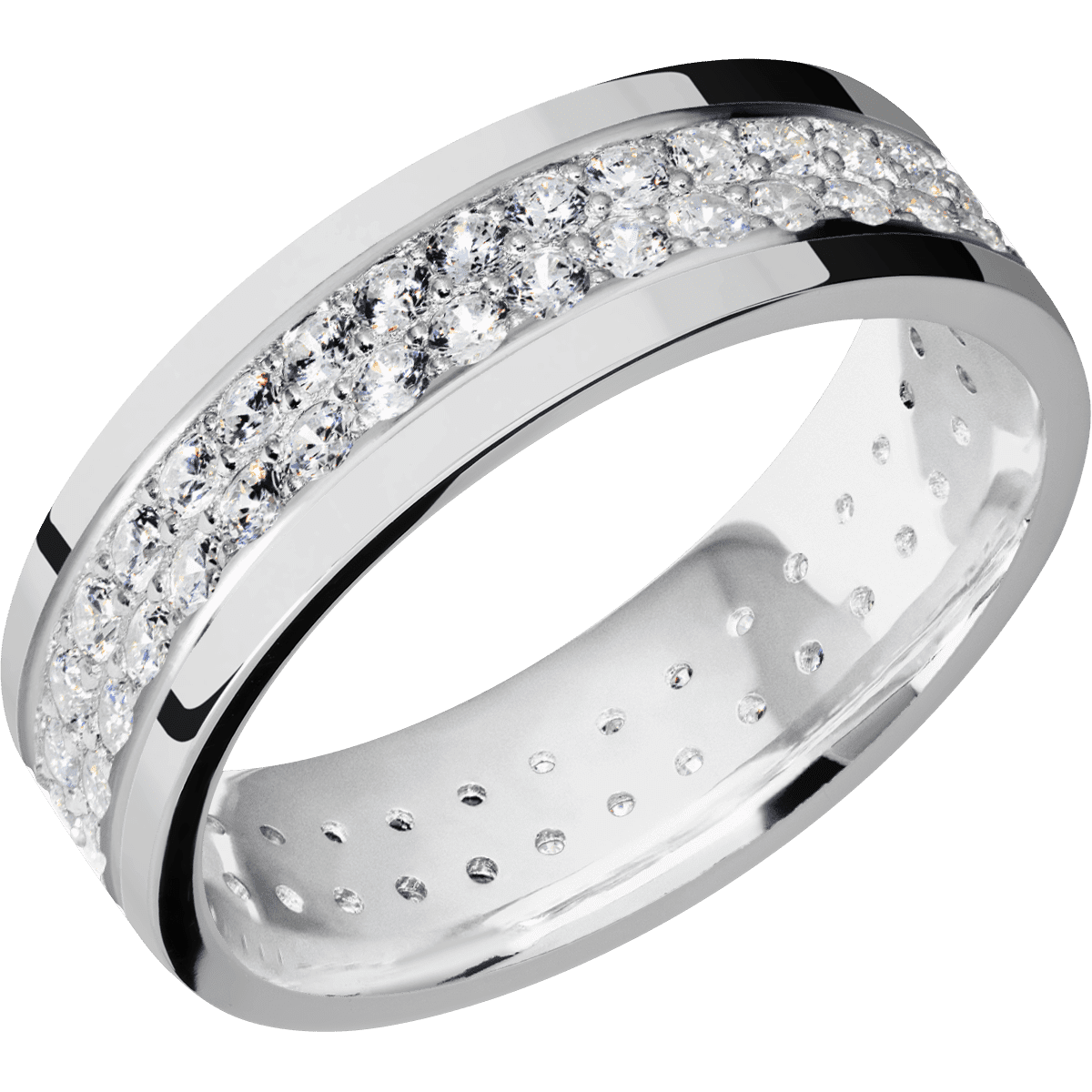 14K White Gold + Polish Finish - 14KW7FDIA(ST)2ROWETERNITY.03BEAD-P - Custom