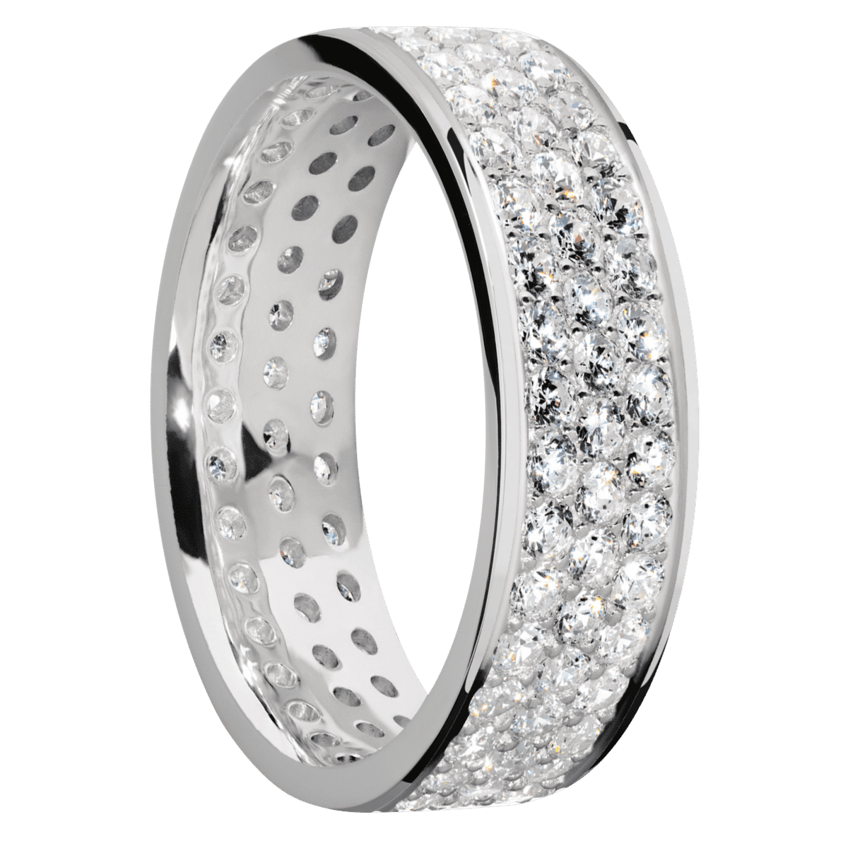 14K White Gold + Polish Finish - 14KW7FLABDIA(ST)3ROWETERNITY.03BEAD-P - Custom