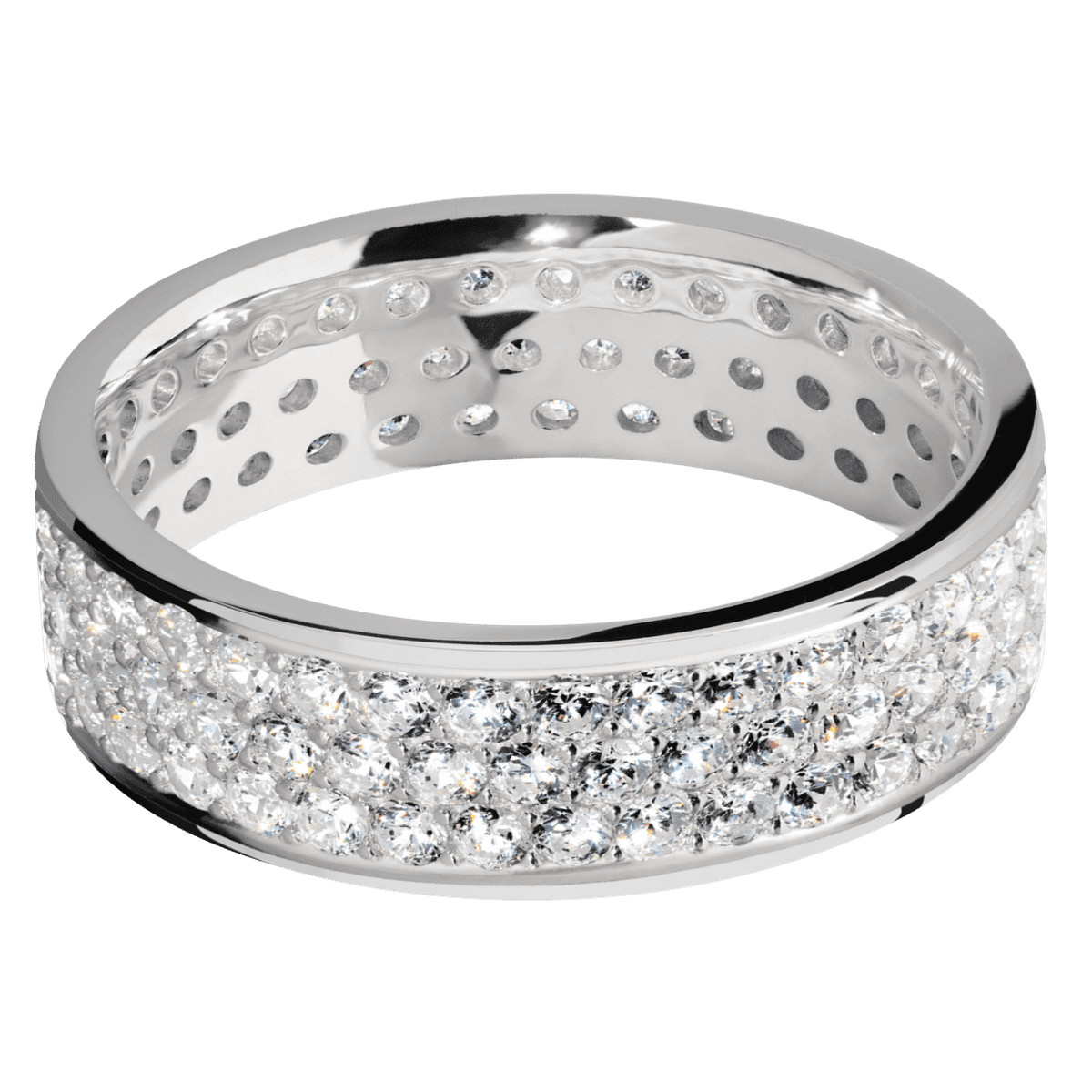 14K White Gold + Polish Finish - 14KW7FLABDIA(ST)3ROWETERNITY.03BEAD-P - Custom