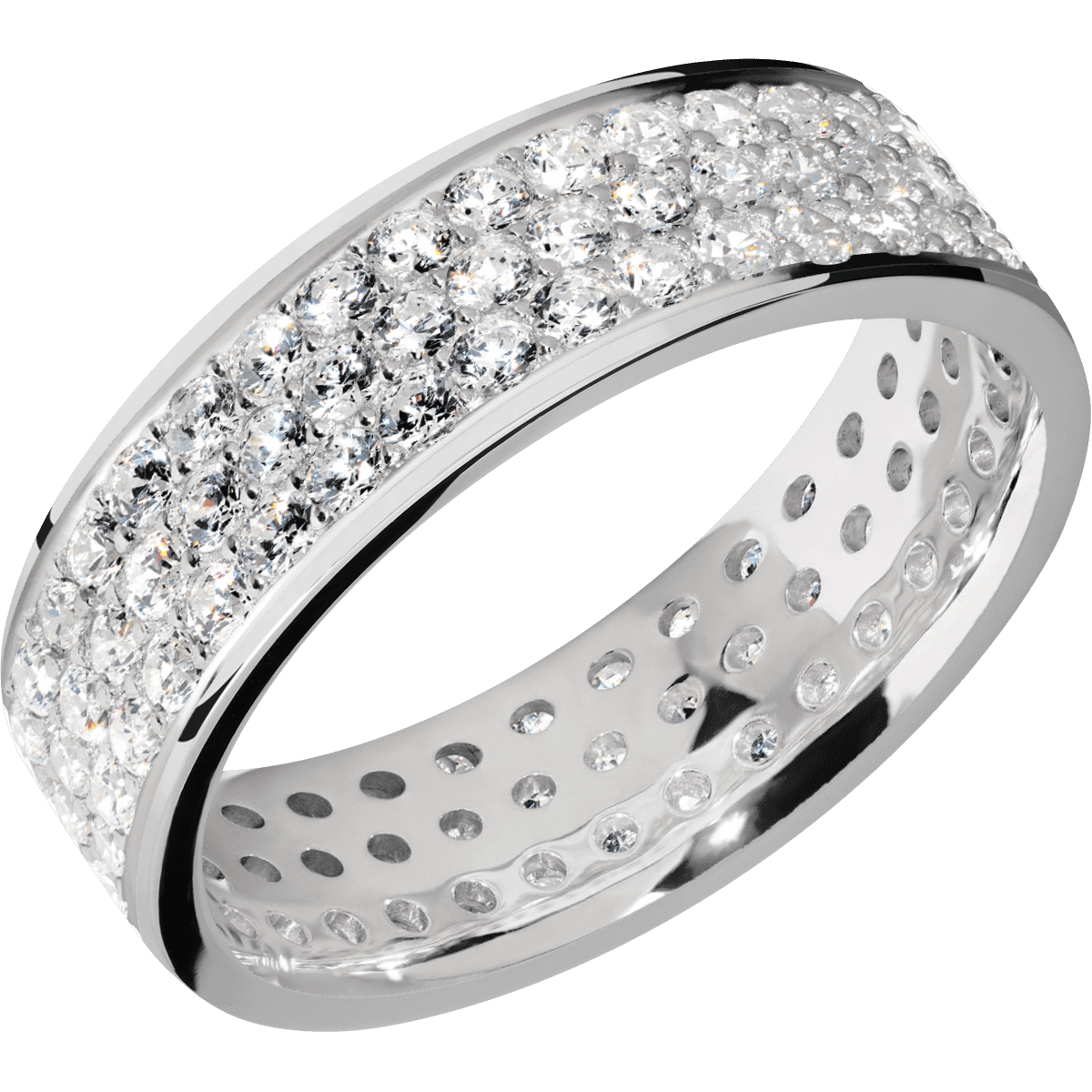 14K White Gold + Polish Finish - 14KW7FLABDIA(ST)3ROWETERNITY.03BEAD-P - Custom
