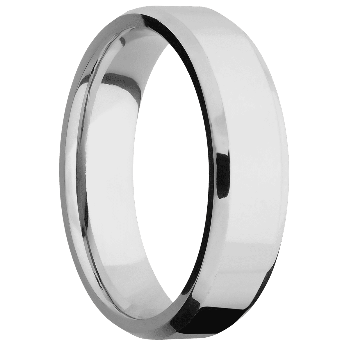 14K White Gold + Polish Polish Finish - 6 mm wide Beveled 14K White Gold band. - Custom