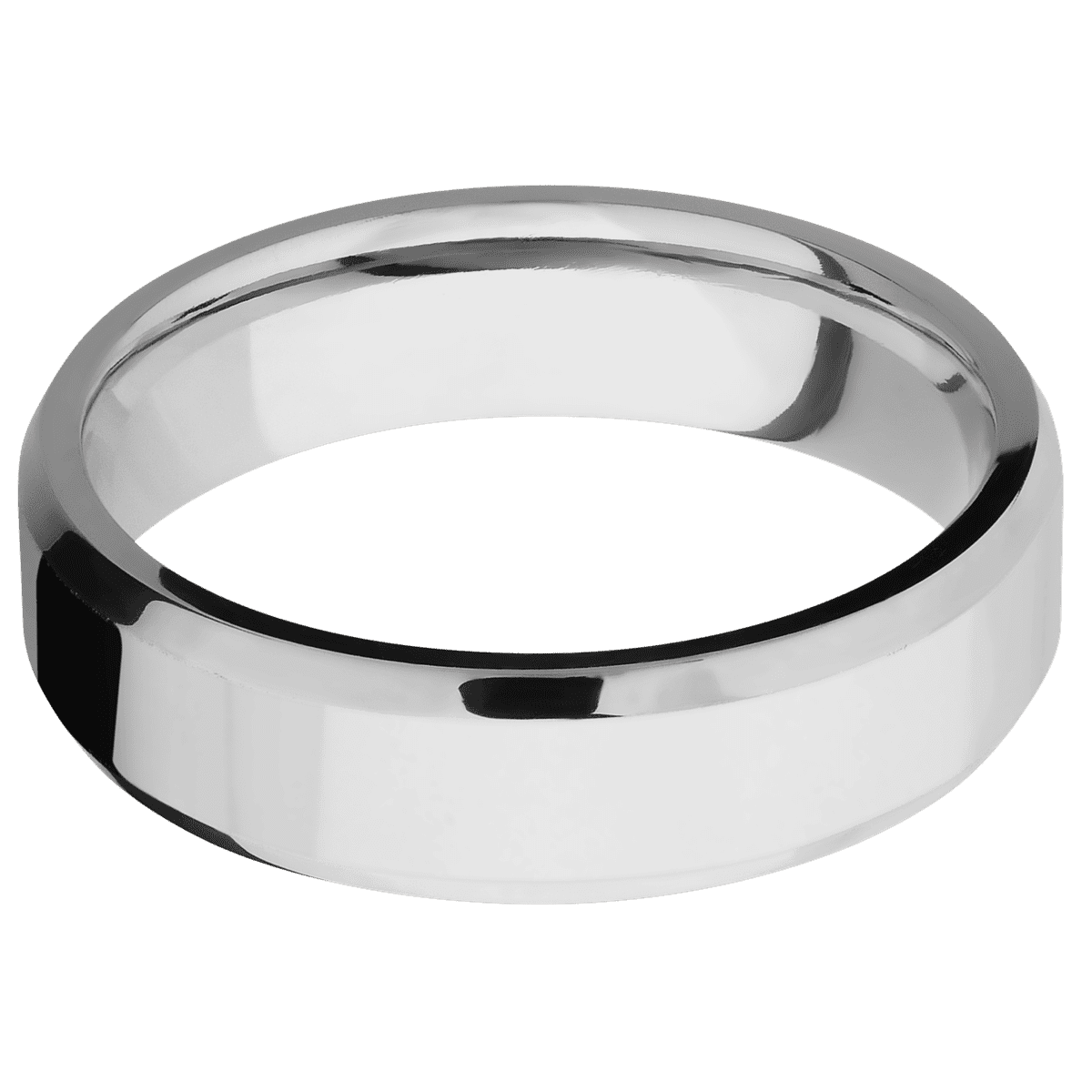 14K White Gold + Polish Polish Finish - 6 mm wide Beveled 14K White Gold band. - Custom