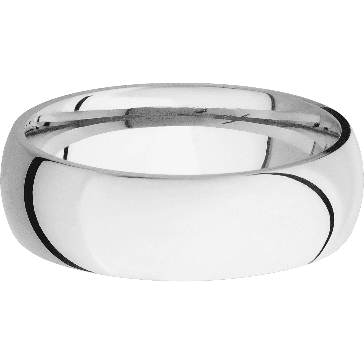 14K White Gold + Polish Finish - 7 mm wide Domed 14K White Gold band. - Custom