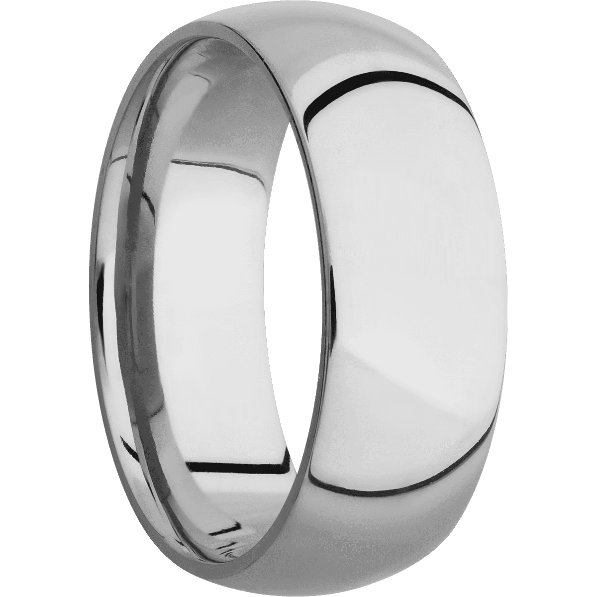 14K White Gold + Polish Finish - 8 mm wide Domed 14K White Gold band. - Custom