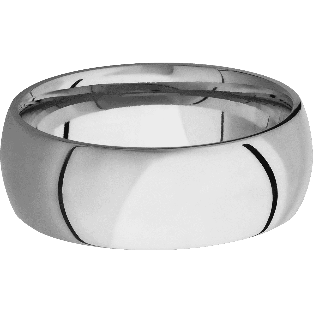 14K White Gold + Polish Finish - 8 mm wide Domed 14K White Gold band. - Custom