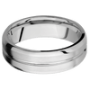 14K White Gold + Polish Satin Finish - 7 mm wide Beveled with Center Accent Groove 14K White Gold band. - Custom