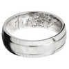 14K White Gold + Rockpolish Treebark1 Finish + King’s Snow - 7 mm wide Domed with two accent grooves 14K White Gold