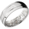 14K White Gold + Rockpolish Treebark1 Finish + King’s Snow - 7 mm wide Domed with two accent grooves 14K White Gold