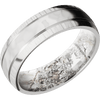 14K White Gold + Rockpolish Treebark1 Finish + King’s Snow - 7 mm wide Domed with two accent grooves 14K White Gold