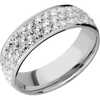 14K White Gold + Satin Finish - 14KW7DLABDIA(ST)3ROWHALFETERNITY.03BEAD - Custom