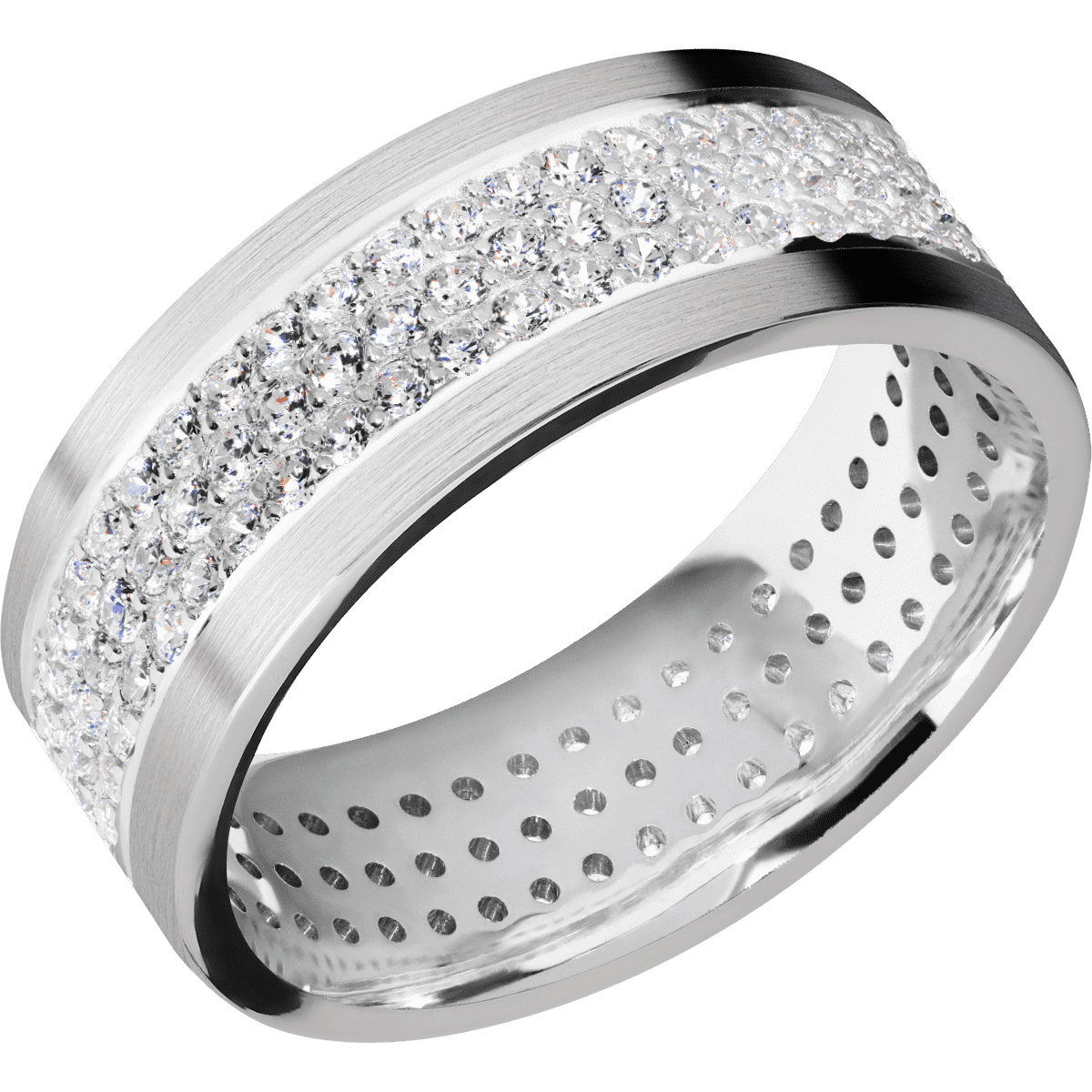 14K White Gold + Satin Finish - 14KW8FLABDIA(ST)3ROWETERNITY.015BEAD-P - Custom