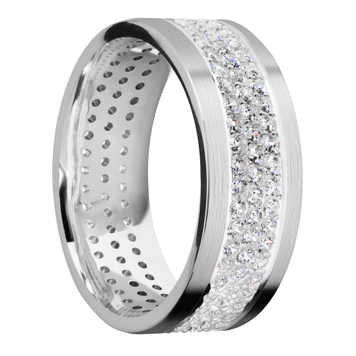 14K White Gold + Satin Finish - 14KW8FLABDIA(ST)3ROWETERNITY.015BEAD-P - Custom