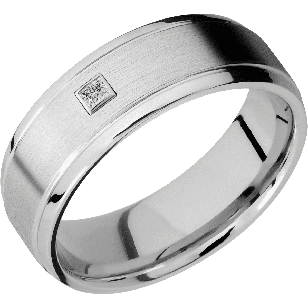 14K White Gold + Satin Polish Finish - 14KW7B(S)PRINLABDIA(ST).06B-IS - Custom