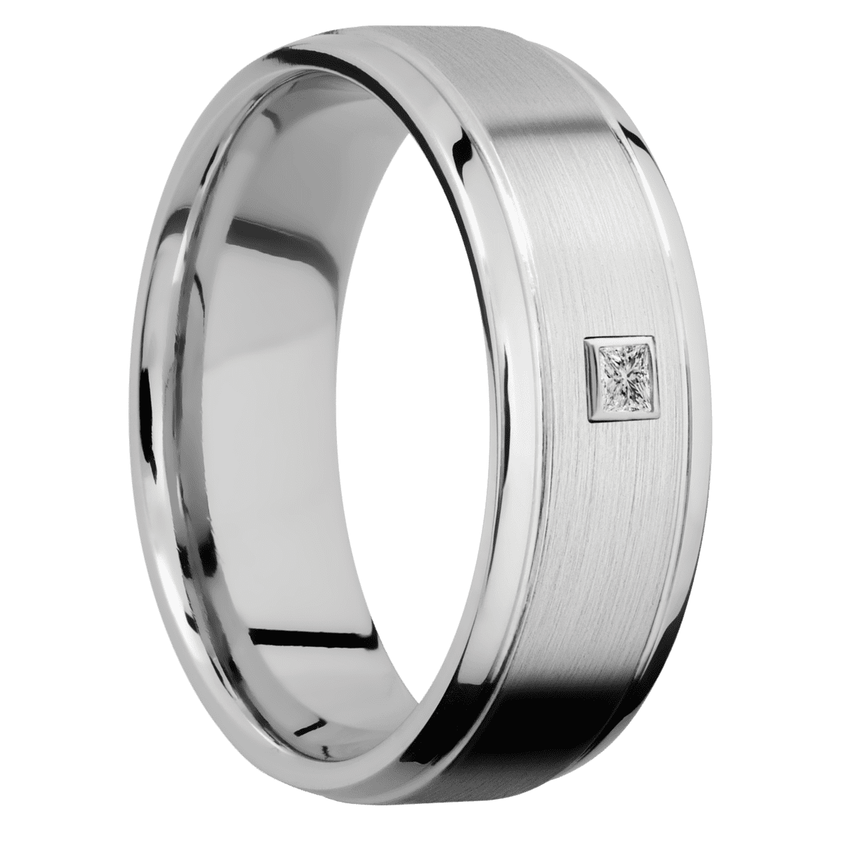14K White Gold + Satin Polish Finish - 14KW7B(S)PRINLABDIA(ST).06B-IS - Custom