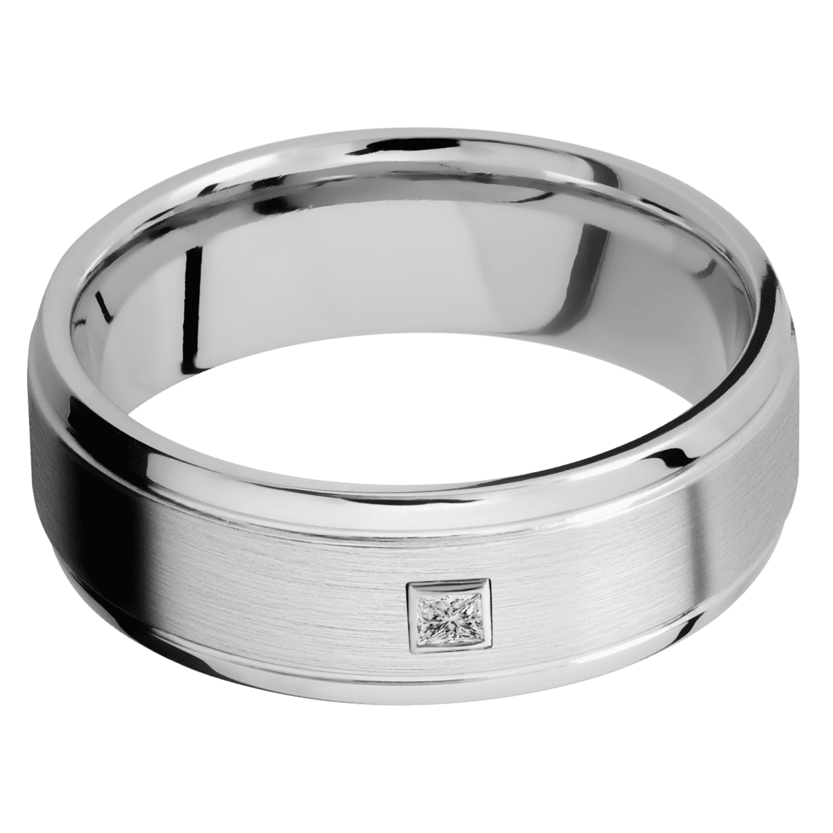 14K White Gold + Satin Polish Finish - 14KW7B(S)PRINLABDIA(ST).06B-IS - Custom