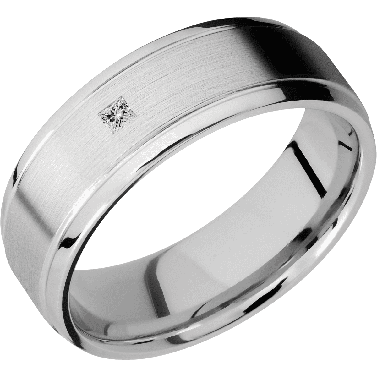 14K White Gold + Satin Polish Finish - 14KW7B(S)PRINLABDIA(ST).06F-IS - Custom