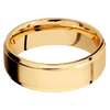 14K Yellow Gold + Anglesatin Polish Finish - 7 mm wide Flat Grooved Edges 14K Yellow Gold band. - Custom