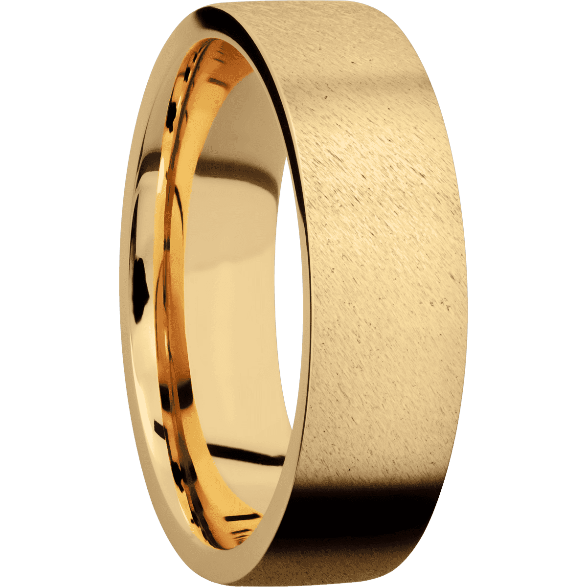 14K Yellow Gold + Anglestone Finish - 7 mm wide Flat 14K Yellow Gold band. - Custom
