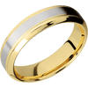 14K Yellow Gold + Bead Polish Finish - 6 mm wide/High Bevel Milgrain/14K Yellow Gold band with one 3 mm Centered inlay