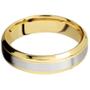 14K Yellow Gold + Bead Polish Finish - 6 mm wide/High Bevel Milgrain/14K Yellow Gold band with one 3 mm Centered inlay