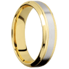 14K Yellow Gold + Bead Polish Finish - 6 mm wide/High Bevel Milgrain/14K Yellow Gold band with one 3 mm Centered inlay
