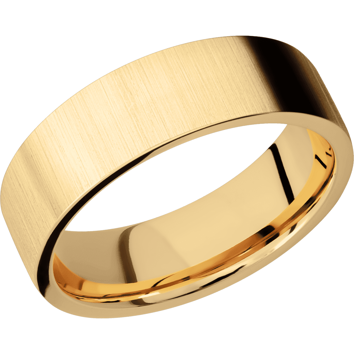 14K Yellow Gold + Crosssatin Finish - 7 mm wide Flat 14K Yellow Gold band. - Custom
