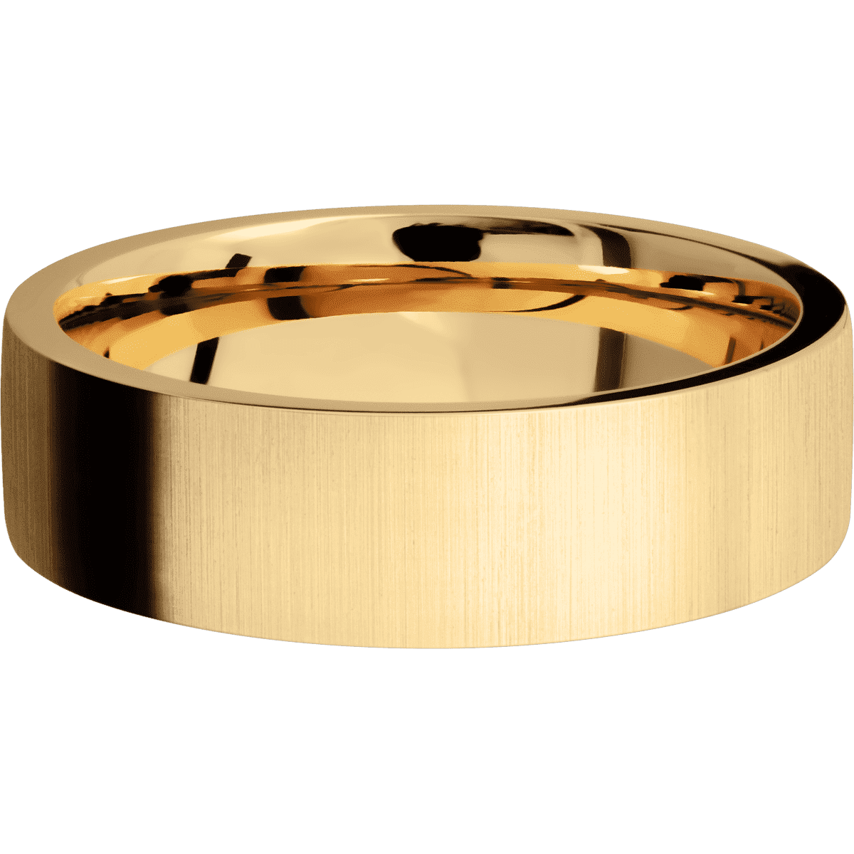 14K Yellow Gold + Crosssatin Finish - 7 mm wide Flat 14K Yellow Gold band. - Custom